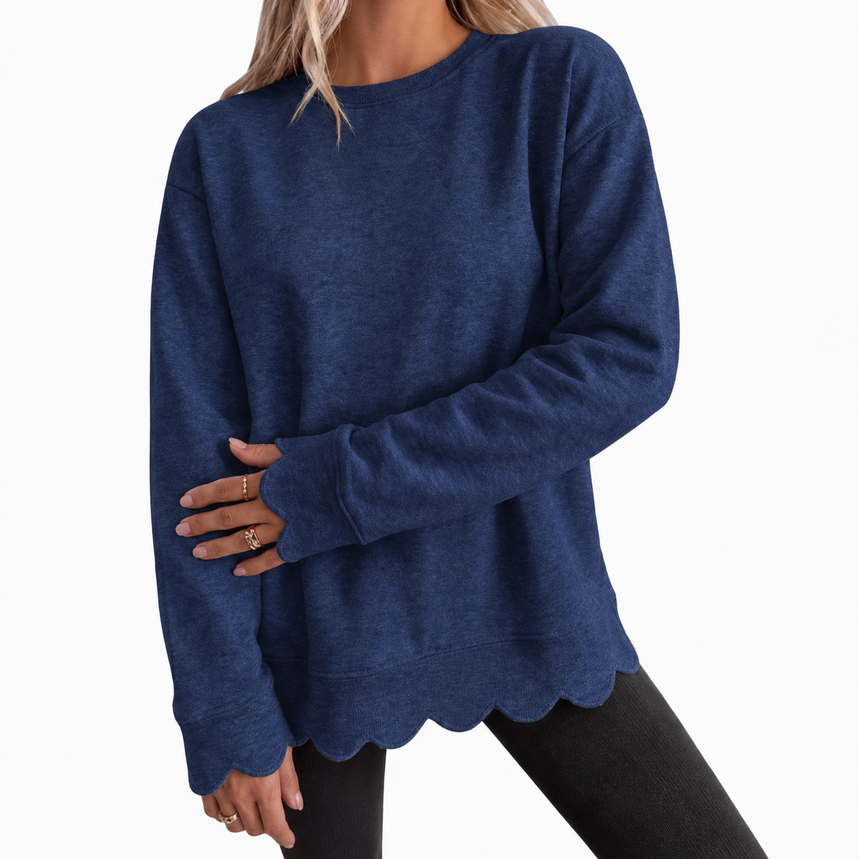 Melissa | Vintage Scallop-Hem Sweatshirt