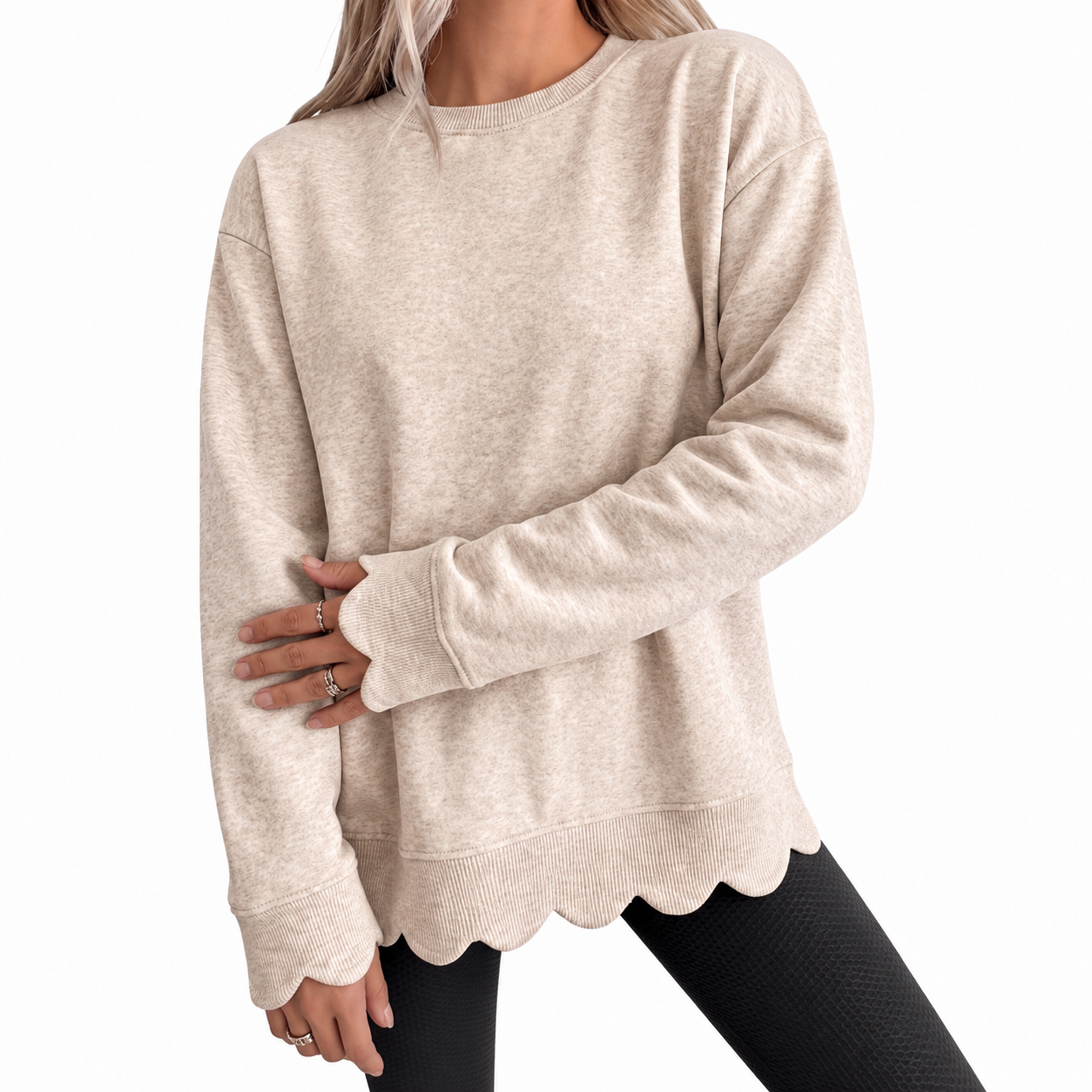 Melissa | Vintage Scallop-Hem Sweatshirt