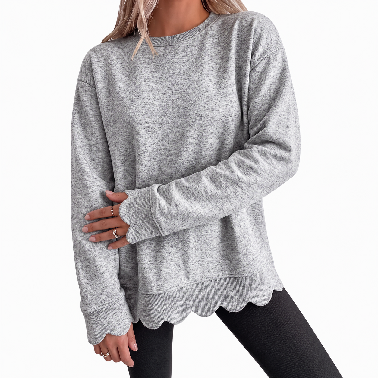 Melissa | Vintage Scallop-Hem Sweatshirt
