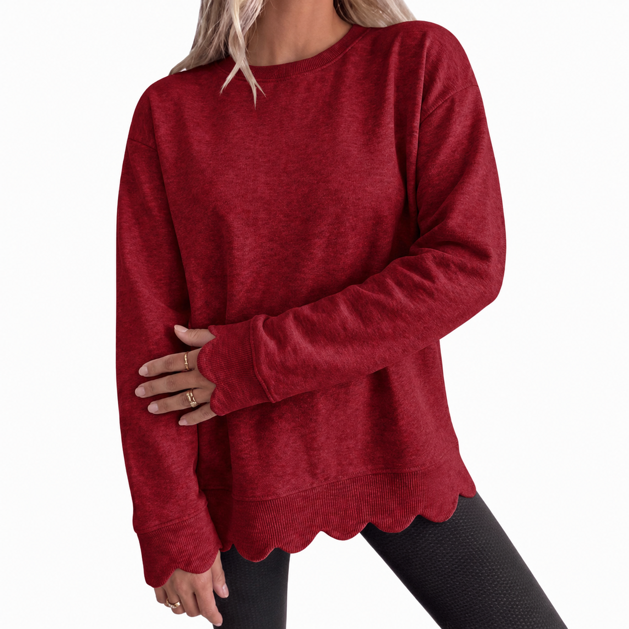 Melissa | Vintage Scallop-Hem Sweatshirt