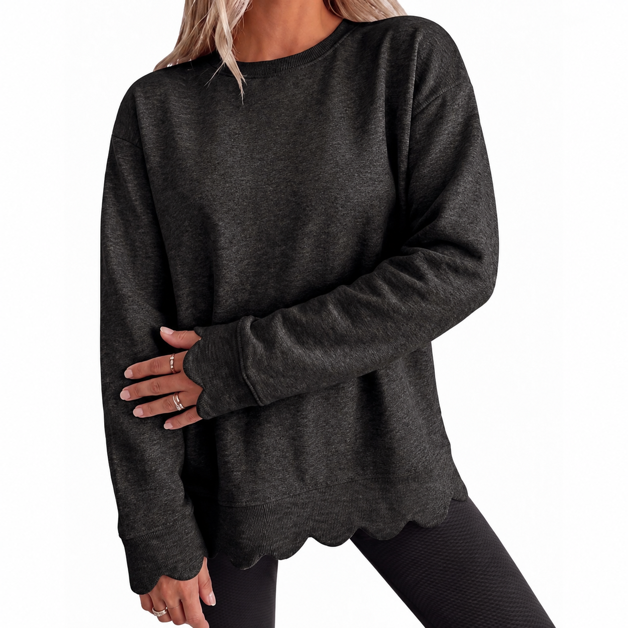 Melissa | Vintage Scallop-Hem Sweatshirt
