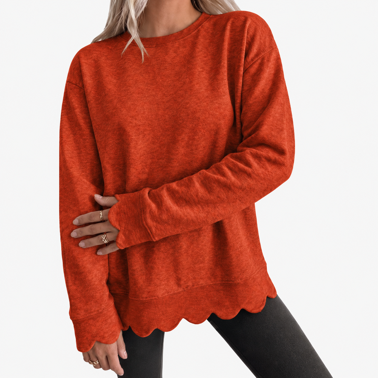 Melissa | Vintage Scallop-Hem Sweatshirt