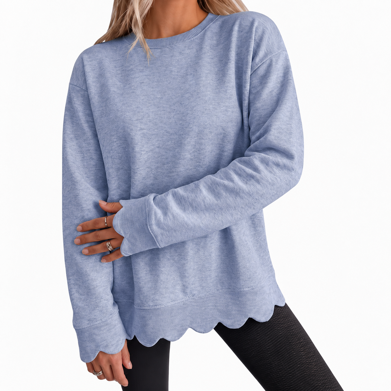 Melissa | Vintage Scallop-Hem Sweatshirt