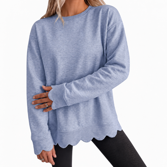 Melissa | Vintage Scallop-Hem Sweatshirt