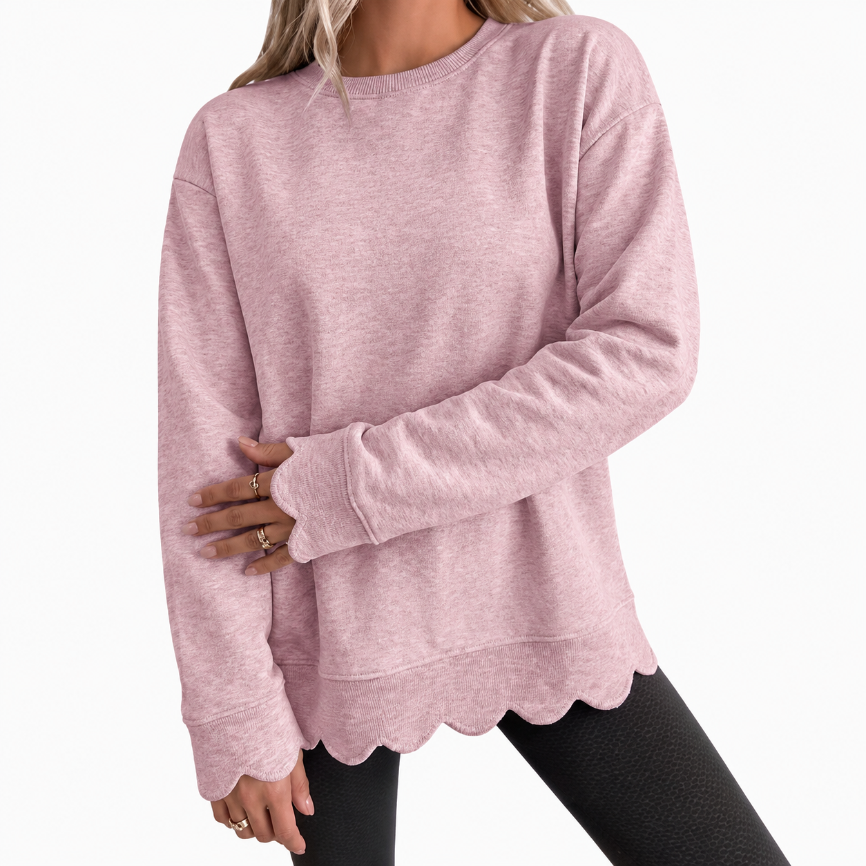 Melissa | Vintage Scallop-Hem Sweatshirt