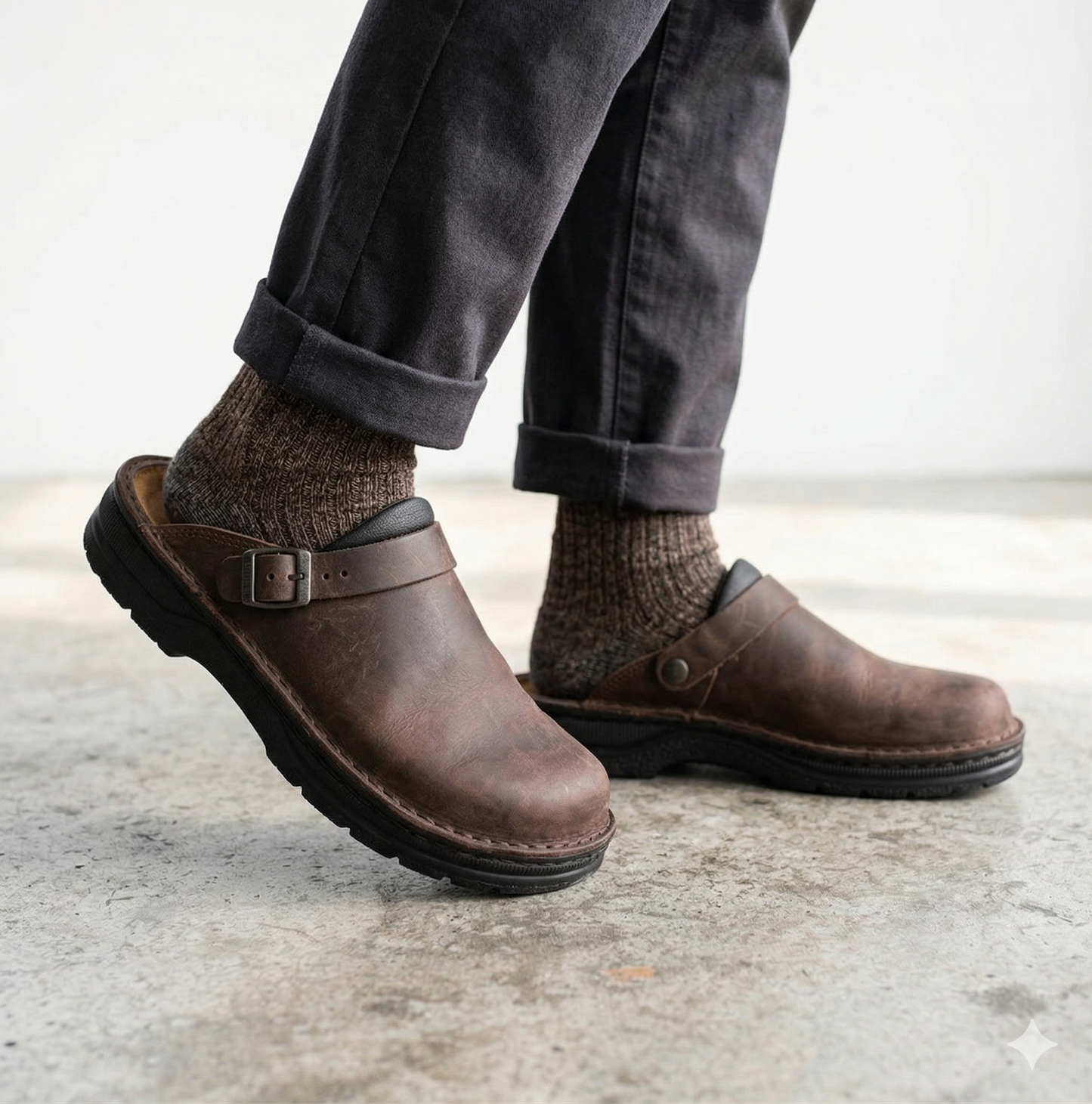 Aryan Leather Clogs