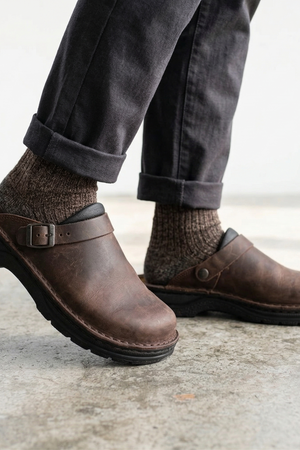 Aryan Leather Clogs