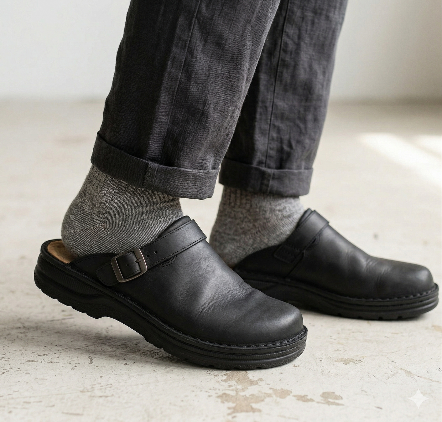 Aryan Leather Clogs