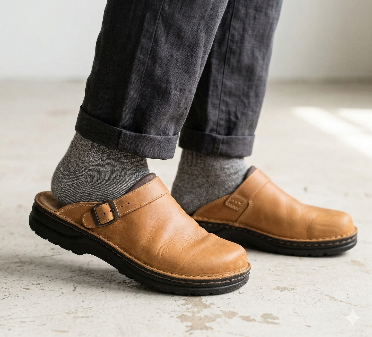 Aryan Leather Clogs